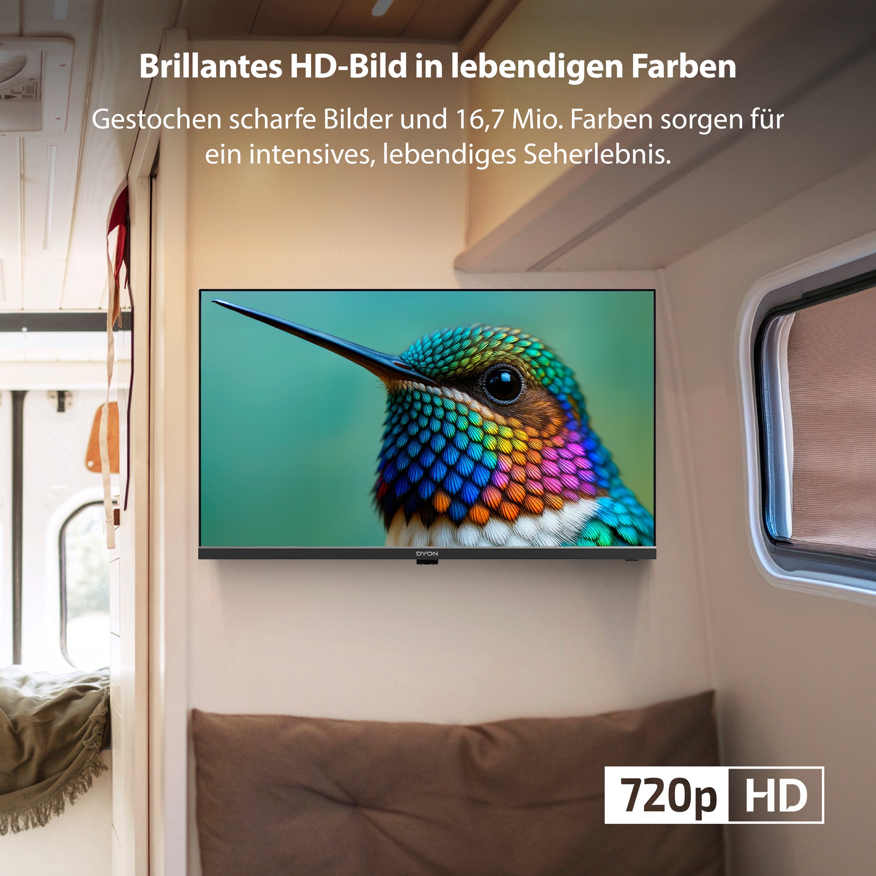 Der Dyon Enter 24 Pro-X-V Standard-TV (24 Zoll, 60 cm) überzeugt mit brillanter HD-Qualität, 16,7 Mio. Farben und 720p-Auflösung. Farben und 720p-Auflösung - ideal als mobiler Fernseher für Wohnmobil oder unterwegs.
