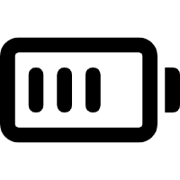 Schwarz-weißes Symbol einer Batterie mit drei Balken, die einen mittleren Ladezustand anzeigen.