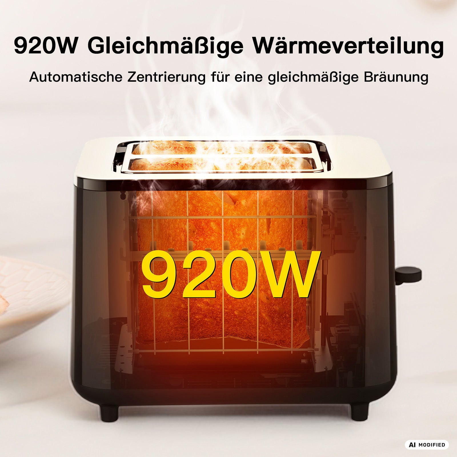 Der aeco toastlab PRO Toaster mit ToasterTouch-Display und 920 W sorgt für eine gleichmäßige Wärmeverteilung. Die großen Toastschlitze und die automatische Zentrierung gewährleisten eine gleichmäßige Bräunung Ihres Brotes, während die elektronische Steuerung stets perfekte Ergebnisse garantiert.