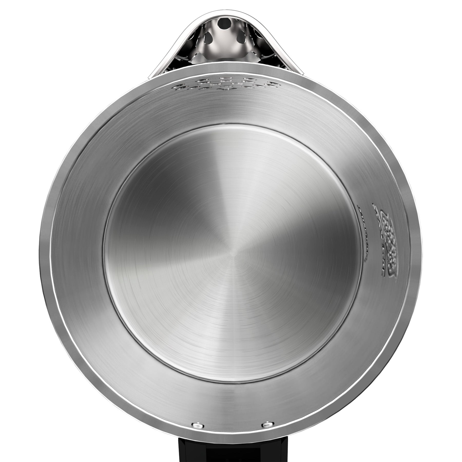 Draufsicht auf den aeco AQA ELITE Wasserkocher, einen leeren Edelstahlkessel mit sichtbaren Messmarken an der Innenwand.