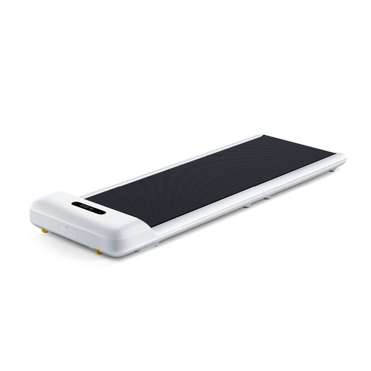 Das WalkingPad C2 Mini Klappbares Laufband für Schreibtisch von Kingsmith in Weiß und Schwarz besticht durch sein kompaktes Design, einen digitalen Bildschirm und keine Handläufe - ideal als platzsparendes Laufband für zuhause.