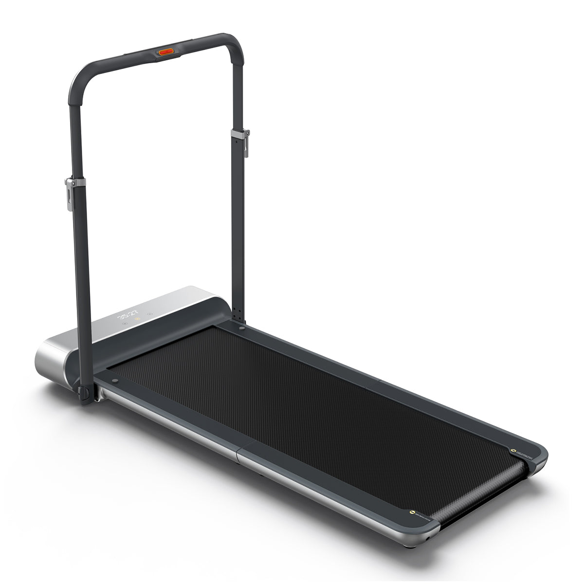 Das Kingsmith WalkingPad R1/R1H 2 in 1 Klappbares Laufband bis 10 km/h ist ein schlankes, faltbares E-Laufband mit Digitalanzeige und Sicherheitsgriffen, präsentiert vor weißem Hintergrund.