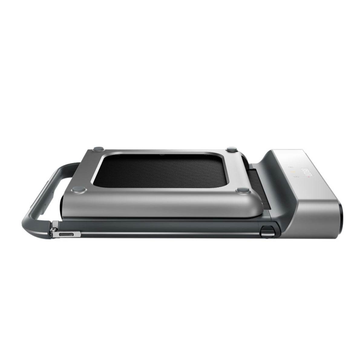 Das Kingsmith WalkingPad R1/R1H 2 in 1 klappbares Laufband bis 10 km/h verfügt über ein kompaktes, faltbares Design, einen Metallrahmen und eine flache schwarze Lauffläche - ideal für jedes Zuhause oder Büro.