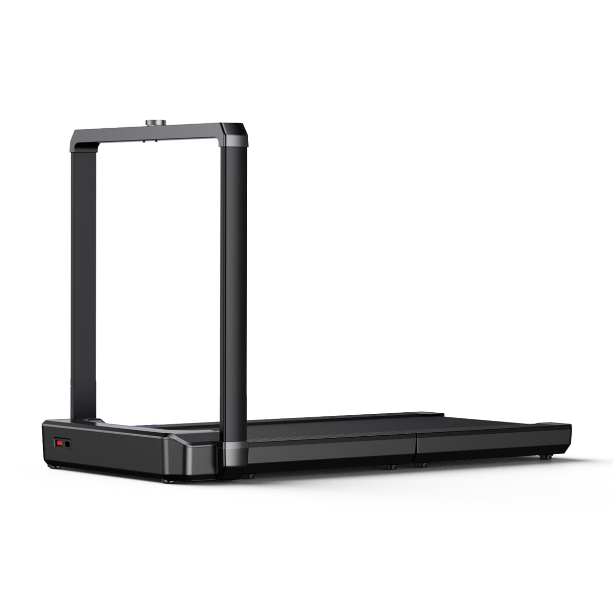 Das Kingsmith WalkingPad X23/MX16, ein schwarzes, dreifach klappbares Laufband mit minimalistischem Rahmen und Low-Profile-Deck (bis 16 km/h & 136 kg), wird auf einem schlichten weißen Hintergrund dargestellt.