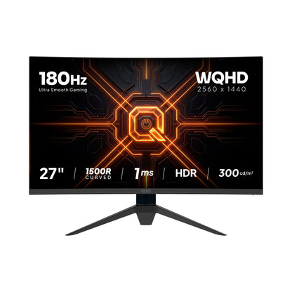 Genießen Sie ein fesselndes Gaming-Erlebnis mit dem Odys Q27-X Curved Gaming-Monitor (27 Zoll, 69 cm), der mit einer atemberaubenden WQHD-Auflösung von 2560 x 1440, einer ultraschnellen Bildwiederholfrequenz von 180 Hz, einer schnellen Reaktionszeit von 1 ms, HDR-Unterstützung, einer brillanten Helligkeit von 300 cd/m² und einer beeindruckenden Krümmung von 1500R überzeugt.
