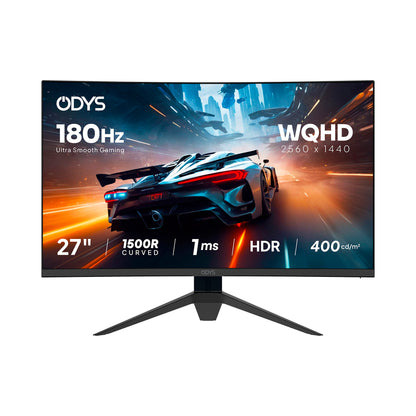 Der Odys Q27 PRO-X Curved Gaming Monitor (27 Zoll, 69 cm) bietet mit 2K-Auflösung, 180 Hz Bildwiederholfrequenz, 1 ms Reaktionszeit, HDR-Unterstützung und 400 cd/m² Helligkeit ein fesselndes Gameplay - perfekt für Rennspiele.