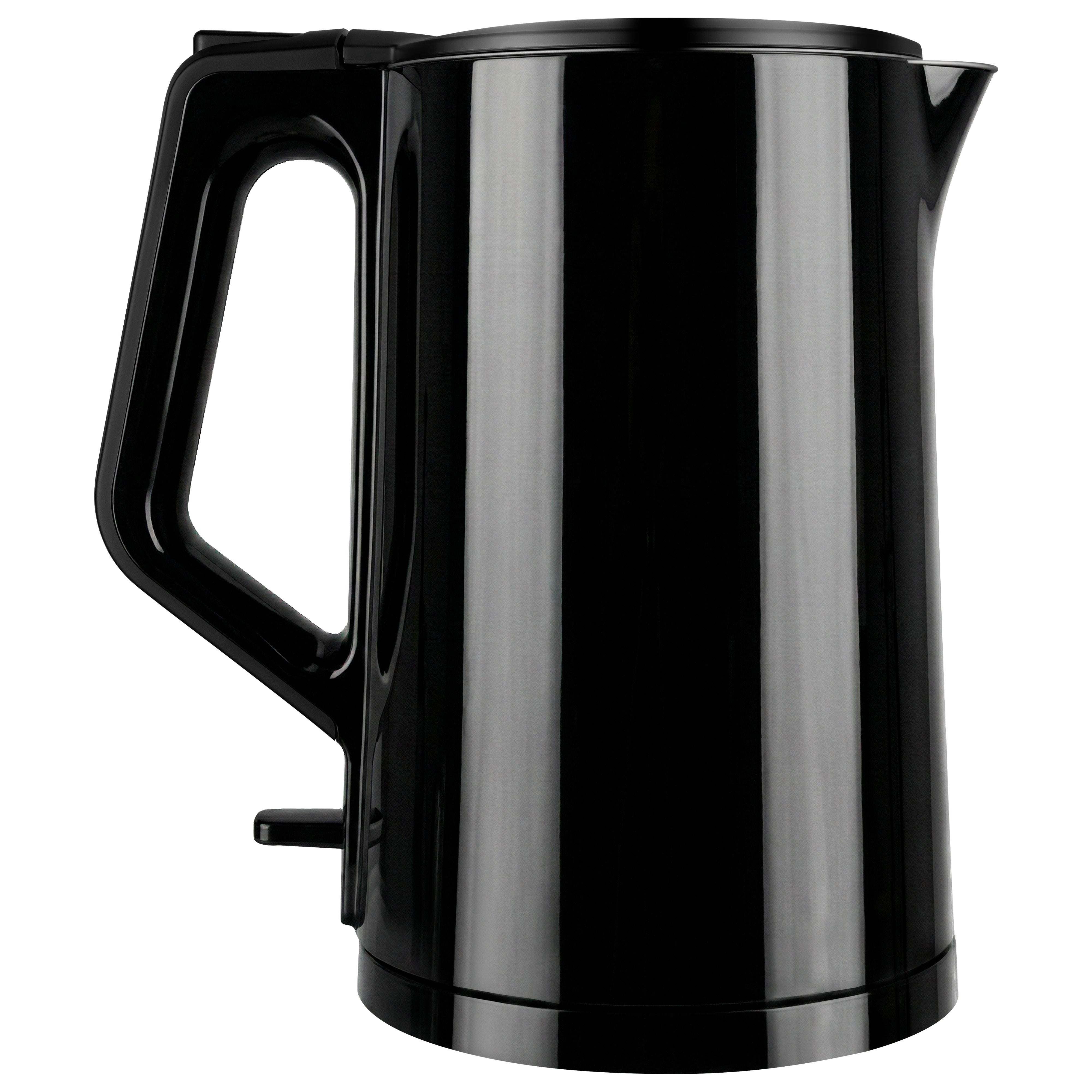 Der aeco AQA PRO Wasserkocher, ein schwarzer Wasserkocher mit Griff und Ausguss, ist auf weißem Hintergrund abgebildet.