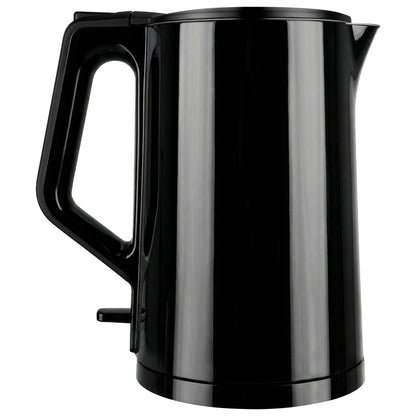 Der aeco AQA PRO Wasserkocher, ein schwarzer Wasserkocher mit Griff und Ausguss, ist auf weißem Hintergrund abgebildet.