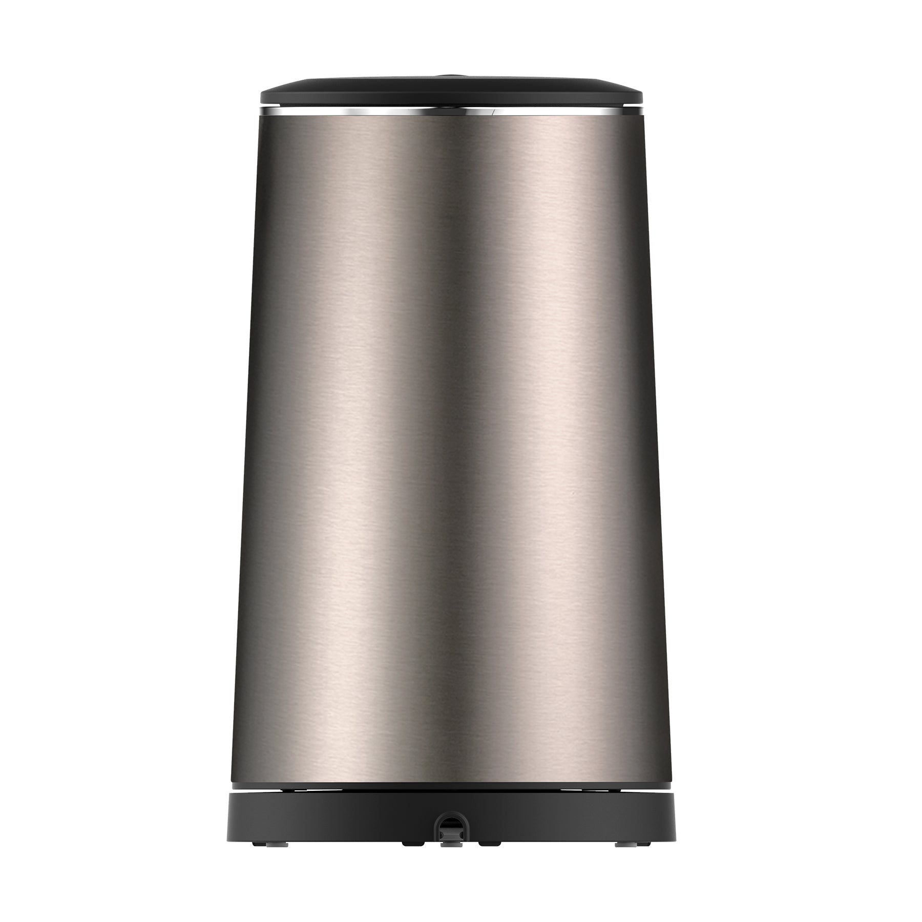 Der AQA NEO Wasserkocher von aeco ist ein zylindrischer Wasserkocher aus Edelstahl mit schwarzem Boden und Oberteil, der von vorne auf weißem Grund abgebildet ist.