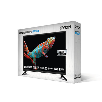 Der Dyon Enter 32 Pro X2 ist ein 32 Zoll LED-Fernseher mit HD-Triple-Tuner, HD-Ready-Display, USB-Schnittstelle, und bringt lebendige Bilder wie ein buntes Chamäleon auf den Bildschirm.