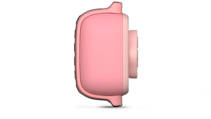 Seitenansicht des GlocalMe Petphone pink Modell T20 GLMT24A01 von GlocalMe, mit einem rechteckigen Gehäuse mit abgerundeten Kanten und einer einzelnen Taste auf der rechten Seite, dargestellt vor einem weißen Hintergrund.