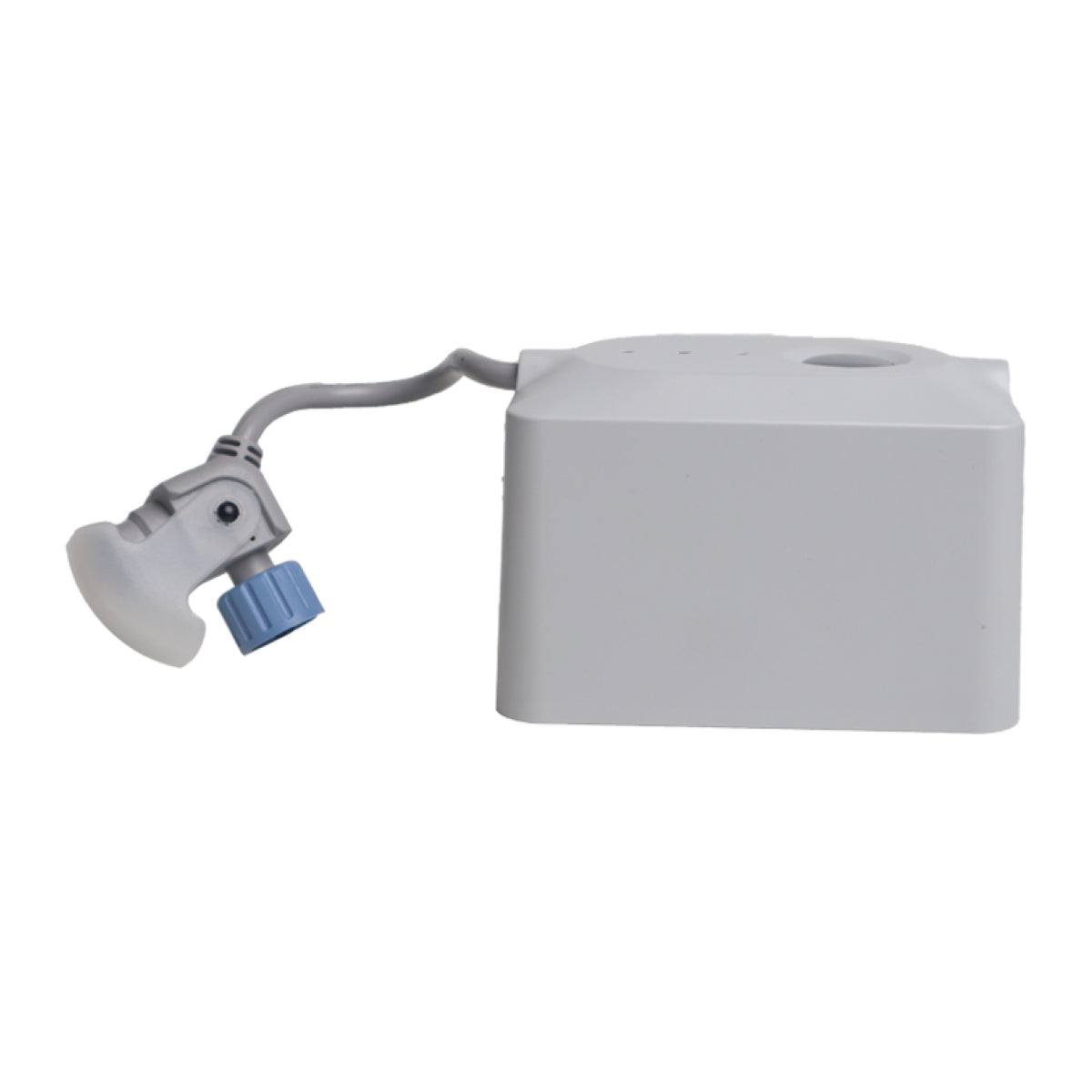 Der HUTT E+Universal 5000 mAh Akku für W8/W9/A1 ist ein weißer Kunststoffakku mit einem flexiblen grauen Arm, Saugnapf und blauem Einstellknopf - ideal als Zubehör für Fensterreinigungsroboter mit leistungsstarker Akkukapazität.