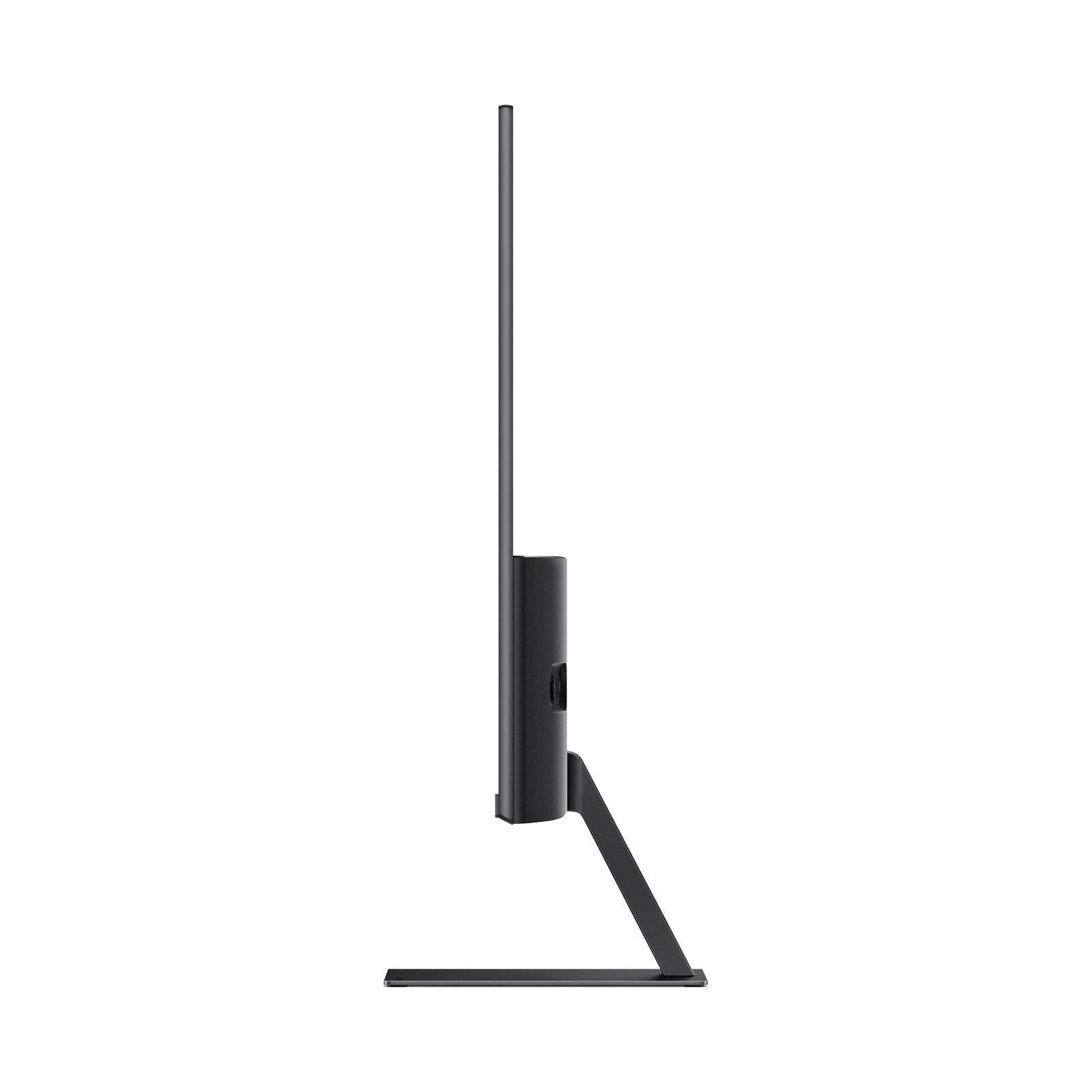 Seitenansicht eines modernen Flachbildschirms auf einem Ständer, der sein schlankes, minimalistisches Design zeigt - wie der Xiaomi A27i Monitor 27 Zoll mit Blaulichtfilter und Full HD-Panel für komfortables Sehen.