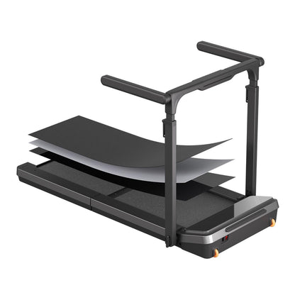 Kingsmith WalkingPad Z3 Hybrid+ – klappbares Laufband für den Schreibtisch in Schwarz, abgebildet mit auseinandergezogenen Lagen des Laufbands, um die fortschrittliche Fitness-Technologie und die Konstruktionsdetails zu veranschaulichen.