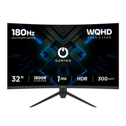 Tauchen Sie ein in atemberaubende Bilder mit dem Odys XP32-X Curved Gaming-Monitor (32 Zoll, 80 cm), der sich durch eine scharfe WQHD-Auflösung von 2560 x 1440, eine ultraschnelle Bildwiederholfrequenz von 180 Hz, eine schnelle Reaktionszeit von 1 ms, klare HDR-Unterstützung, eine ausgeprägte 1500R-Krümmung und eine lebendige Helligkeit von 300 cd/m² – die ideale Wahl für passionierte Gamer.