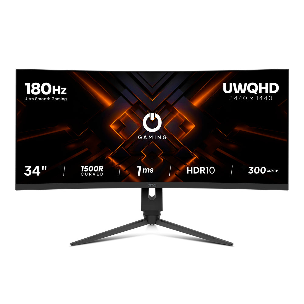 ODYS XP34 PRO-X Curved Gaming Monitor, 34 Zoll (86 cm), WQHD, 180 Hz, 1 ms, HDR10, 126 % sRGB, 21:9, AMD FreeSync, NVIDIA GSync