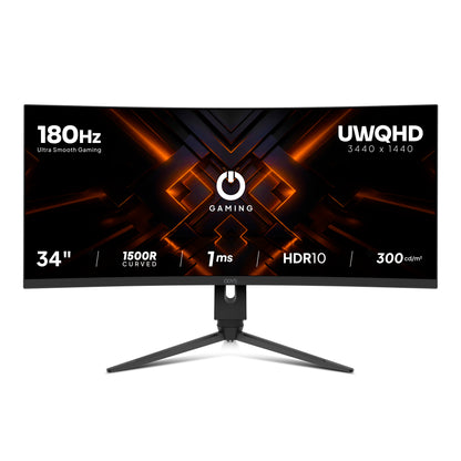 Tauchen Sie mit dem Odys ODYS XP34 PRO-X Curved Gaming-Monitor (34 Zoll, 86 cm) voll und ganz in das Gaming-Erlebnis ein – mit einer atemberaubenden UWQHD-Auflösung von 3440 x 1440, einer extrem flüssigen Bildwiederholfrequenz von 180 Hz, einer schnellen Reaktionszeit von 7 ms, HDR10-Unterstützung, eine lebendige Krümmung von 1500R sowie eine helle Bildschirmhelligkeit von 300 cd/m².